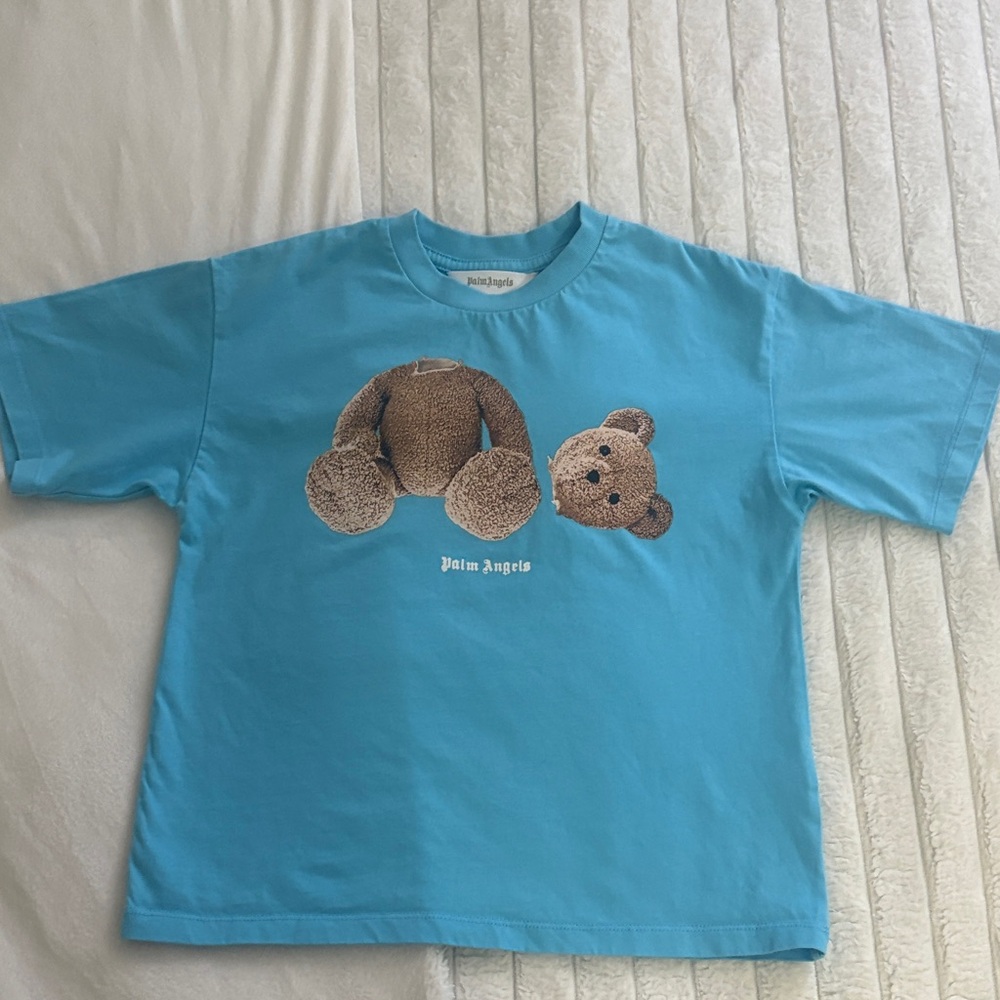 Palm Angels Kids Turquoise Teddy Graphic Tee